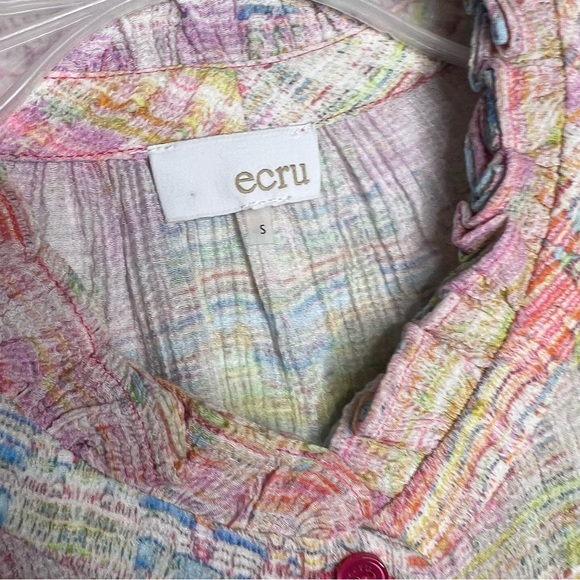 Ecru Rayon Multi Ruffle Long Sleeve Top Shirt J3 - Picture 2 of 7